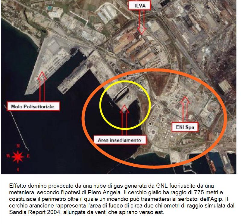 Ipotesi di vaporizzazione e incendio di GNL che coinvolge l'area dell'Agip a Taranto
