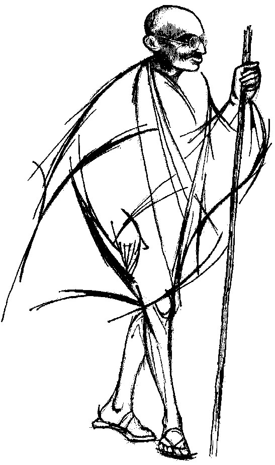 Disegno di Gandhi che cammina